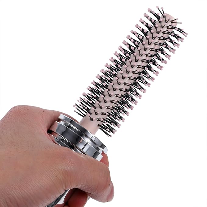 Luxshiny Portable Retractable Round Hairbrush with Nylon Bristles for Detangling and Scalp Massage Compact Travel Styling Tool for Curly and Straight Hair