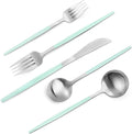 Matte Green Silver Silverware Set, 20-Piece Stainless Steel Flatware Set by VANVRO
