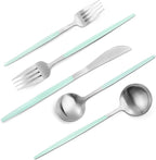 Matte Green Silver Silverware Set, 20-Piece Stainless Steel Flatware Set by VANVRO