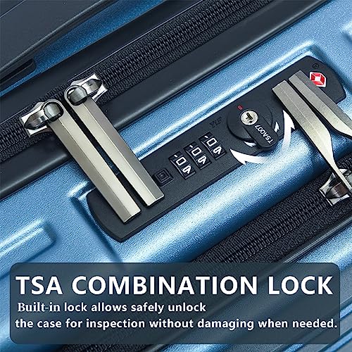 20 Inch Carry On Luggage with Front Pocket (Ice Blue / 20 Inch with Front Pocket)
