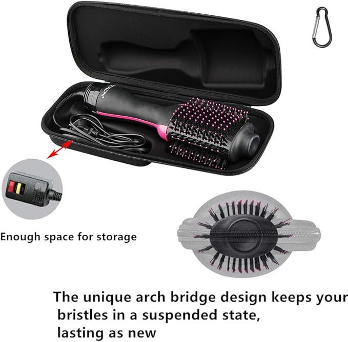 Brappo Hard Portable Travel Case compatibility Revlon One-Step Volumizer Original 1.0 Hair Dryer and Hot Air Brush.(Case Only) (Black)
