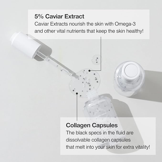 OxygenCeuticals Caviar Protein Fluid – Total Anti-Aging Ampoule with 5% Caviar Complex, Niacinamide & Adenosine, Peptide-Enriched Brightening & Firming Serum for Youthful Radiance. 1.69 fl.oz (50ml)