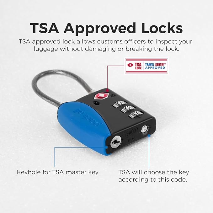 pack all TSA Approved Cable Luggage Locks, 3 Digit Combination Padlocks - Image 6