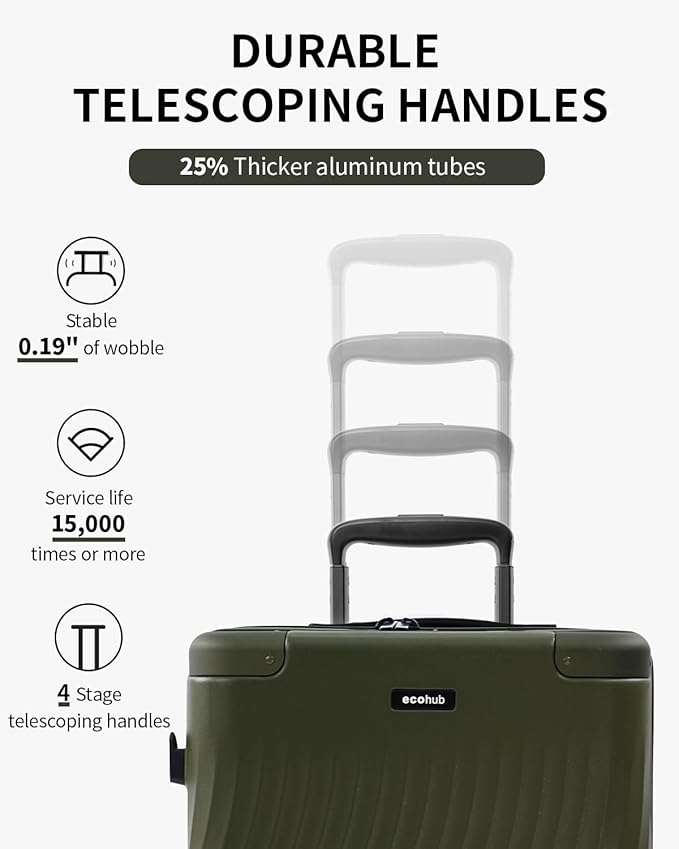 ECOHUB Hardside Expandable Carry On Luggage Sets, Recycled PC 20/24" Rolling - Image 5