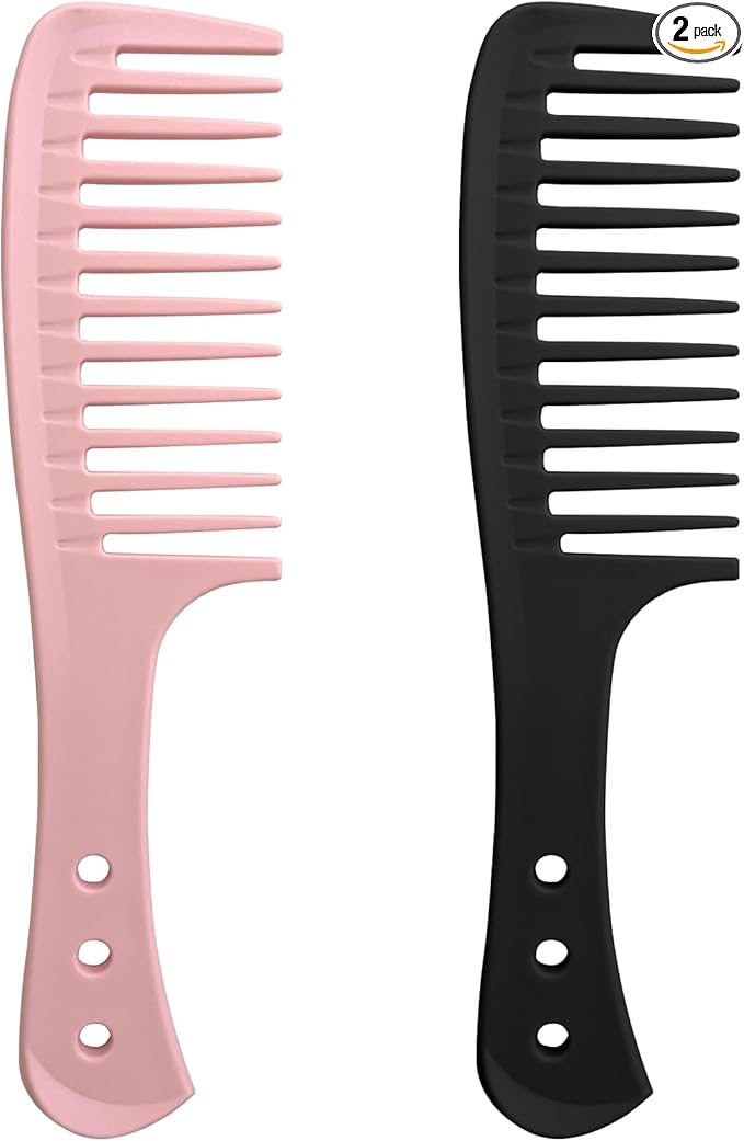 Set of 2 Professional Styling Combs – Versatile Pink and Classic Black Hairdresser's Tools for Precision Styling & Sectioning
