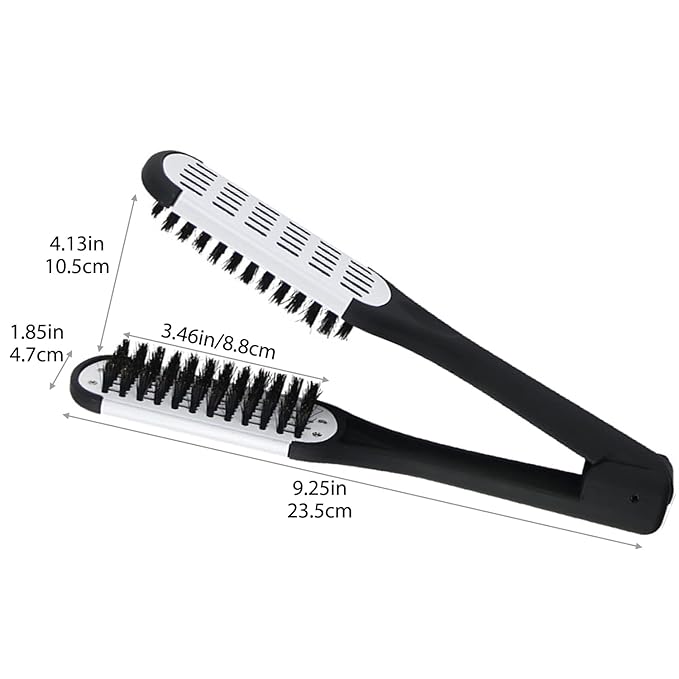 Clamp Hair Brush Straightener Detangler Comb Nylon Bristle Double Sided Straightening Air Vented Flat for Wet,Dry,Fine,Thick Natural Hair (White)