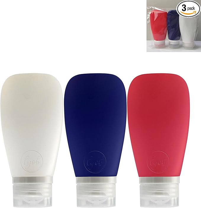 Travel Bottles for Toiletries, TSA Approved 3 oz Leak Proof Silicone Soft by Lyob