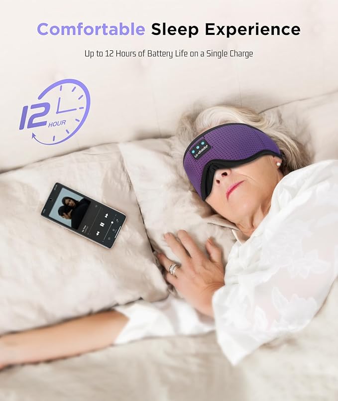 LC-dolida Sleep Headphones, Sleep Mask Bluetooth Wireless Music Eye Mask - Image 5