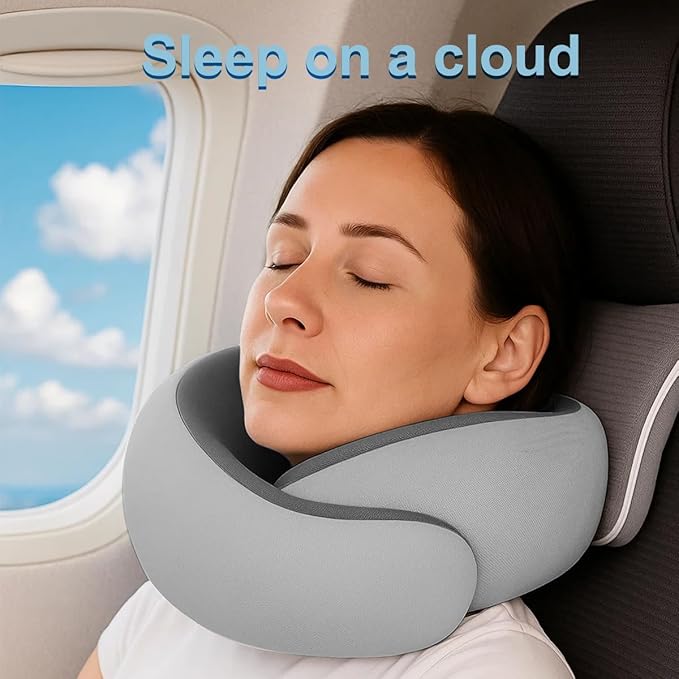 Neck Pillow for Traveling, Travel Neck Pillow for Airplanes, Smooth & Cooling - Image 3