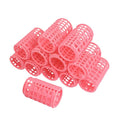 uxcell Hair Curlers Rollers Set, 12 Pcs Self Grip Hair Curlers for Volume Long Fine Medium Hair, Large Plastic Salon DIY Hair Styling Tools for Women Men, Pink
