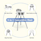 BABY JOY High Chair, 5 in 1 Convertible Highchair - Image 2