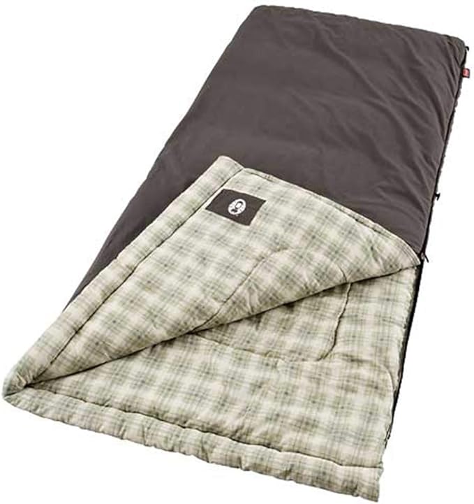Coleman Heritage Big & Tall 10°F Flannel Sleeping Bag, XL Sleeping Bag Fits by Coleman