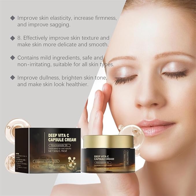 Deep Vitamin C Golden Capsule Face Moisturizer - Liposome Capsules For Wrinkles, Skin Radiance - Transparent Gel with Collagen & Niacinamide for Firming, Repairing, Hydrating Skin Care