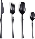 24-Piece Black Silverware Set for 6, Modern 18/10 Stainless Steel Flatware Set by Lemeya