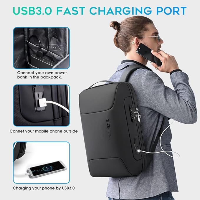 BANGE Anti Theft Business Backpack Fits 15.6 Inch Laptop, Smart Work Backpack - Image 4