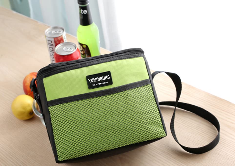 6 Can 5L Lunch Bag for Women Men Portable Lunch Box Small Cooler Bag Soft Collapsible Reusable Insulated Lunch Tote for Everyday Work Travel (Green)