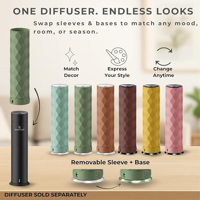 Waterless Essential Oil Hotel Scent Diffuser - Cold Air Diffuser - Covers 1000 sq. ft. - Waterless Diffuser for Home, Office & Hotel (Black + Light Pink Sleeve) (Black + Light Pink Sleeve)