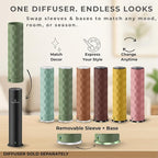 Waterless Essential Oil Hotel Scent Diffuser - Cold Air Diffuser - Covers 1000 sq. ft. - Waterless Diffuser for Home, Office & Hotel (Black + Interchangeable Sleeve) (Black + Matte Green Sleeve)