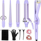 Birthday Gifts for Women, Ufree 5 in 1 Curling Iron with Interchangeable Ceramic Barrels (0.35"-1.25"), Curling Wand Set with Flat Iron Hair Straightener, Instant Heat Up, Dual Voltage Hair Curler