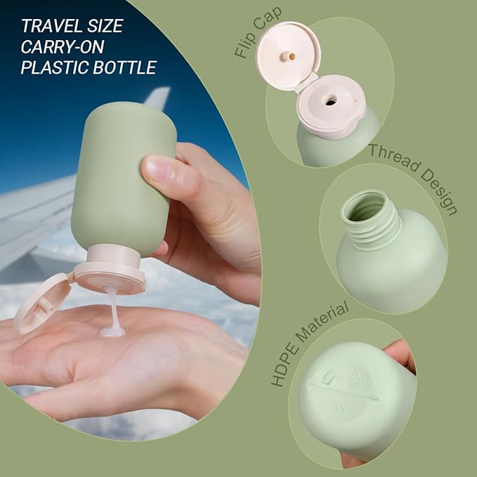 3.4 oz Plastic Small Travel Shampoo Bottles, Refillable Flip Cap Squeeze Bottles - Image 4