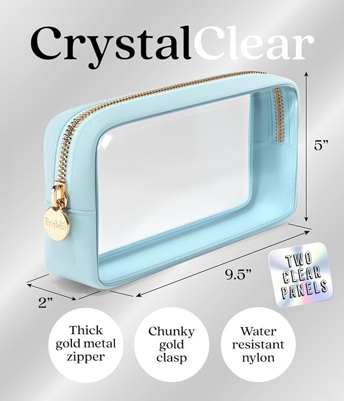 Clear Makeup Bag Zipper Pouch, Transparent Cosmetic Case Organizer, TSA - Image 2