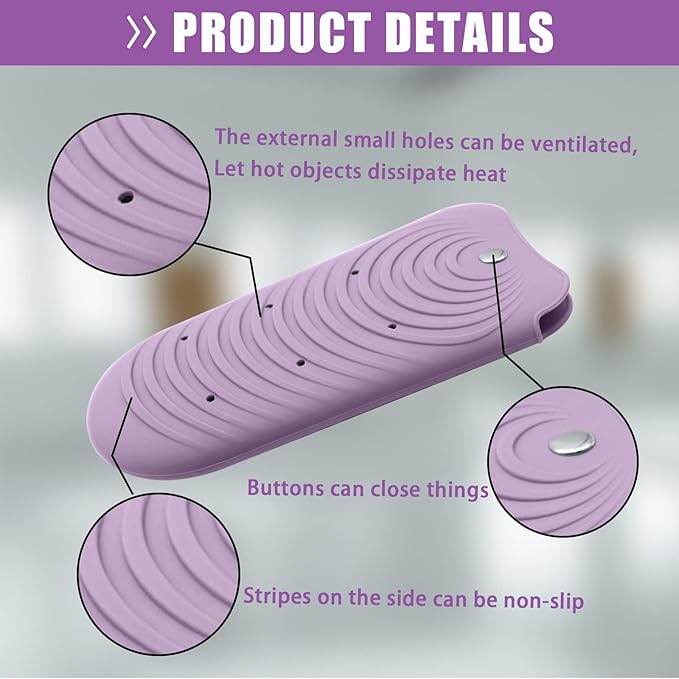 Heat Insulating Silicone Mat Pouch for Hair Styling Tools, Curling & Flat Irons Anti-Slip Travel Cover, Small Portable Straightener Pad for Curler Wands Storage, Hot Waver (Purple)