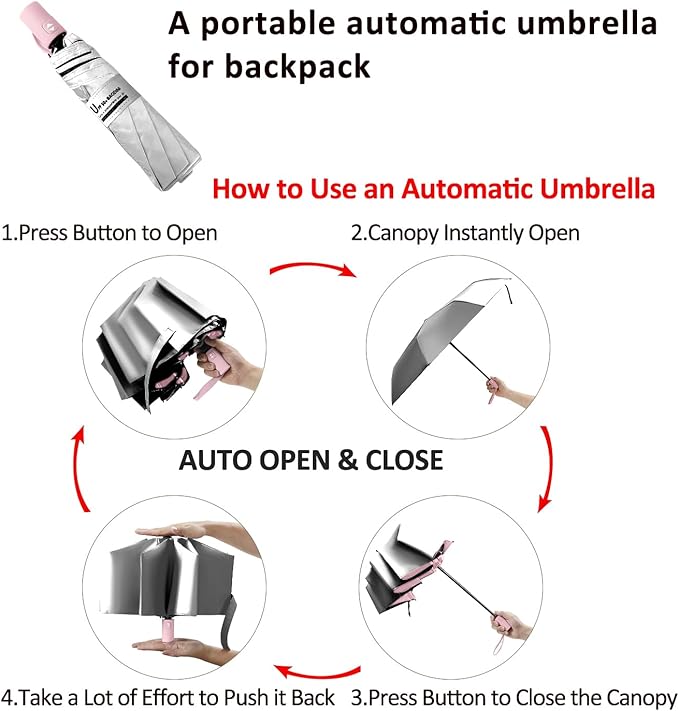 BAODINI Small UV Protection Travel Umbrella Compact - Image 5