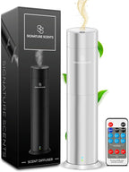 Luxury Essential Oil Diffuser – Waterless Oil Diffuser for Essential Oils - Scent Diffuser for Home & Hotel - Covers up to 1000 sq. ft. with Bluetooth App Control (Silver)