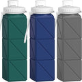 3 pack Collapsible Water Bottles, Silicone Foldable Portable Water Bottle 20.6oz by POPDIGITO