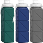 3 pack Collapsible Water Bottles, Silicone Foldable Portable Water Bottle 20.6oz by POPDIGITO