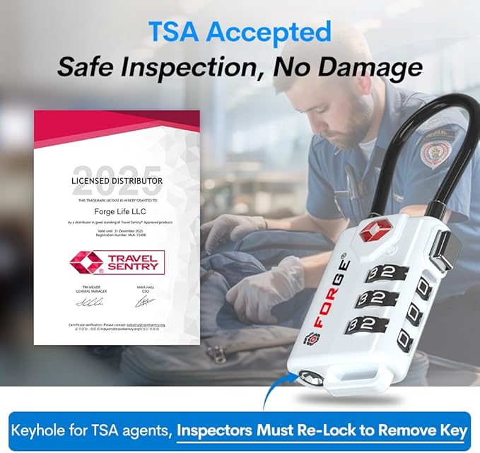 TSA Approved Cable Luggage Locks, Re-settable Combination - Image 2
