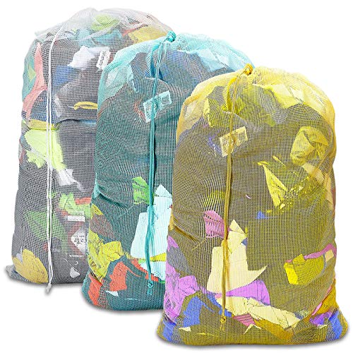 Mesh Laundry Bags (White,Yellow,Green)