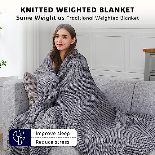 Knitted Weighted Blanket (26-magmatic Gray / 48" x 72" | 12lbs)