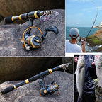Fishing Rod Reel Combos Carbon Fiber Telescopic Fishing Pole with Spinning Reel for Travel Saltwater Freshwater Fishing (Only Fishing Rod and Reel / 8.86 ft)
