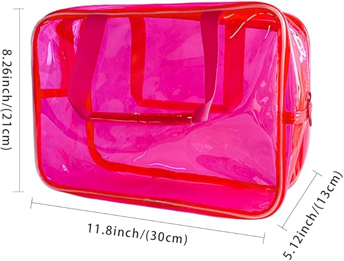Clear Makeup Bag Travel Toiletry Artist Bag, Hot Pink - Image 2