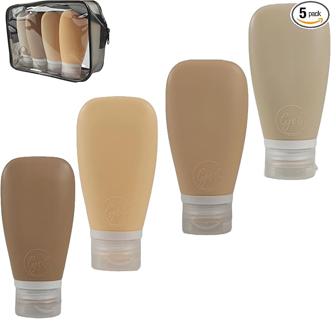 Travel Bottles for Toiletries, TSA Approved 3oz Leak Proof Silicone Refillable by Lyob