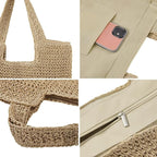 Straw Beach Tote Bag: Large Summer Boho Woven Bags - Image 3