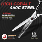 SWAP Professional Hair Thinning Scissors 6.0'' - Japanese SUS440C Steel (60-62HRC Hardness), Adjustable Tension, Ergonomic Design for Salon/Home Use Hair Trimming Scissors(S2)