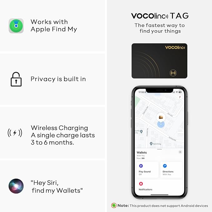 VOCOlinc Air Card Tag Rechargeable Wallet Tracker 1.6mm 2 Pack Black, Item - Image 2