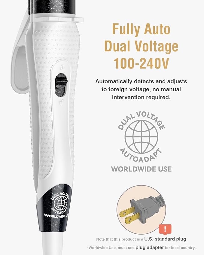Europe Travel Curling Iron Mini: Dual Voltage Curling Iron for Traveling - Mini Travel Curling Irons 1 Inch with US Plug,Black 450℉ for Thick/Coarse Short Hair
