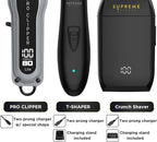 Supreme Trimmer 3-in-1 Barber Bundle | Pro Clipper Lite, DLC T-Shaper Trimmer & Crunch Foil Shaver | Professional Beard Trimmer Men’s Hair Clipper Kit | Black Lite Bundle