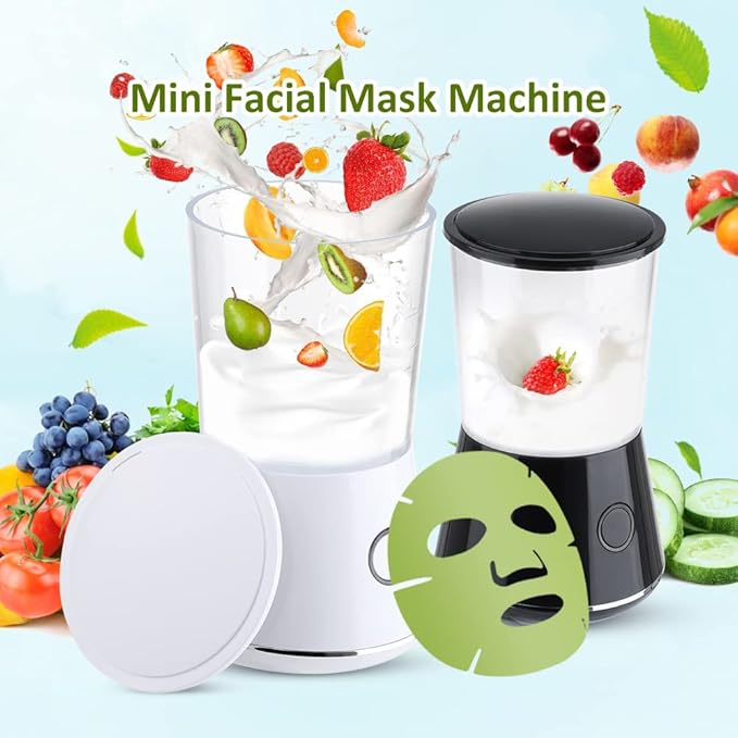 Face Mask Machine, Fruit Vegetable Collagen Mask Make Machine Mini DIY Automatic Facial Cream Making With 16Pcs Mask Making Collagen Capsules (Black)