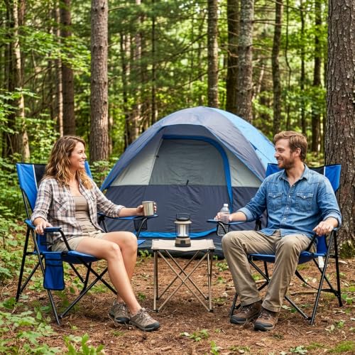 Portable Camping Chairs for Adult (Blue / Large)