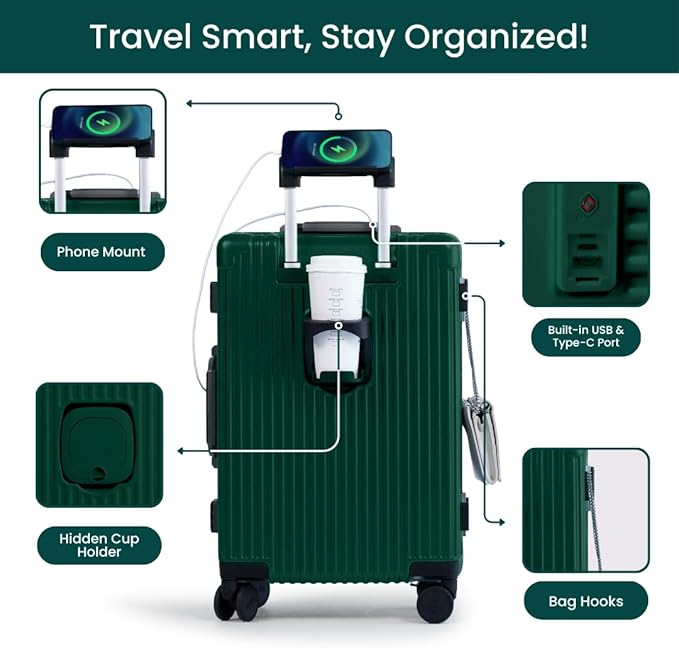 Nobl Travel Carry On Luggage, Noble Zipperless Aluminum Frame PC Hard Shell - Image 3