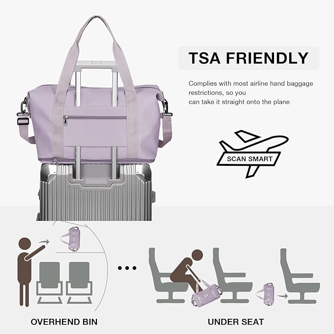 Travel Duffel Bag, Sports Tote Gym Bag, Shoulder Weekender Overnight Bag - Image 4