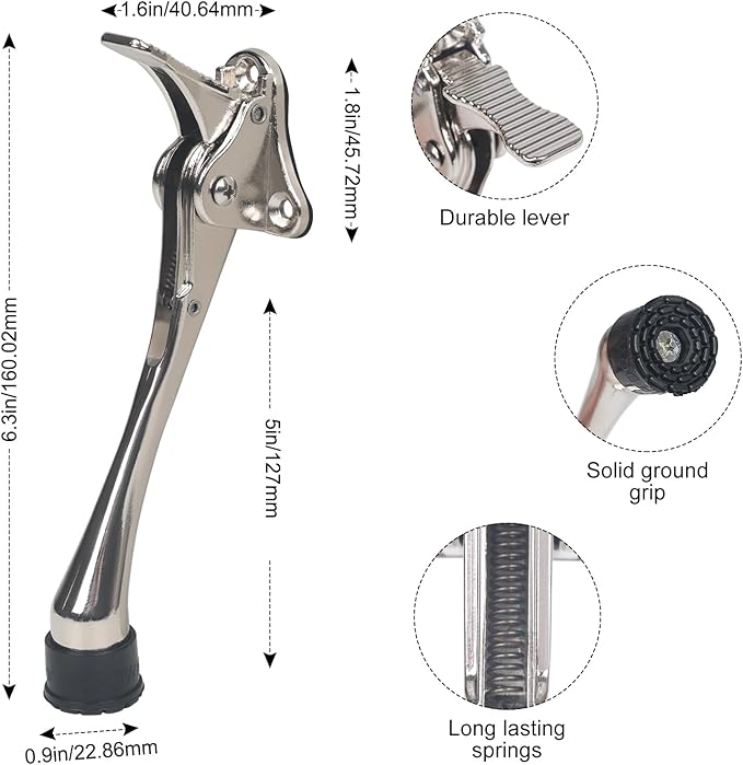 6 Inch Kick Down Door Stoppers for Bottom of Door, Heavy Duty Kickdown Door Stop - Image 2