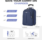 Rolling Backpack for Adults, 17 Inch Waterproof Carry-on Backpack - Image 3
