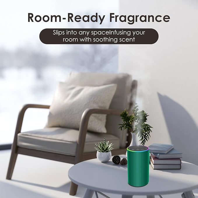 Waterless Essential Oil Diffuser, Battery Powered Mini Scent Air Machine, Aromatherapy Mist Diffuser for Home Room Car Office (Green)
