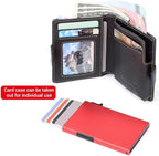 Mens Wallet Card Holder: Pop Up Aluminum Case, Genuine Leather, RFID Blocking - Image 4