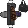 Wig Storage Bag Holds 3 Wigs Hair Tools Travel Bag Full-Open Breathable Organizer Case for Clips, Hair Dryer, Flat Curling Iron Brushes,Cosmetic Toiletry Tote Christmas Gift for Women Stylist